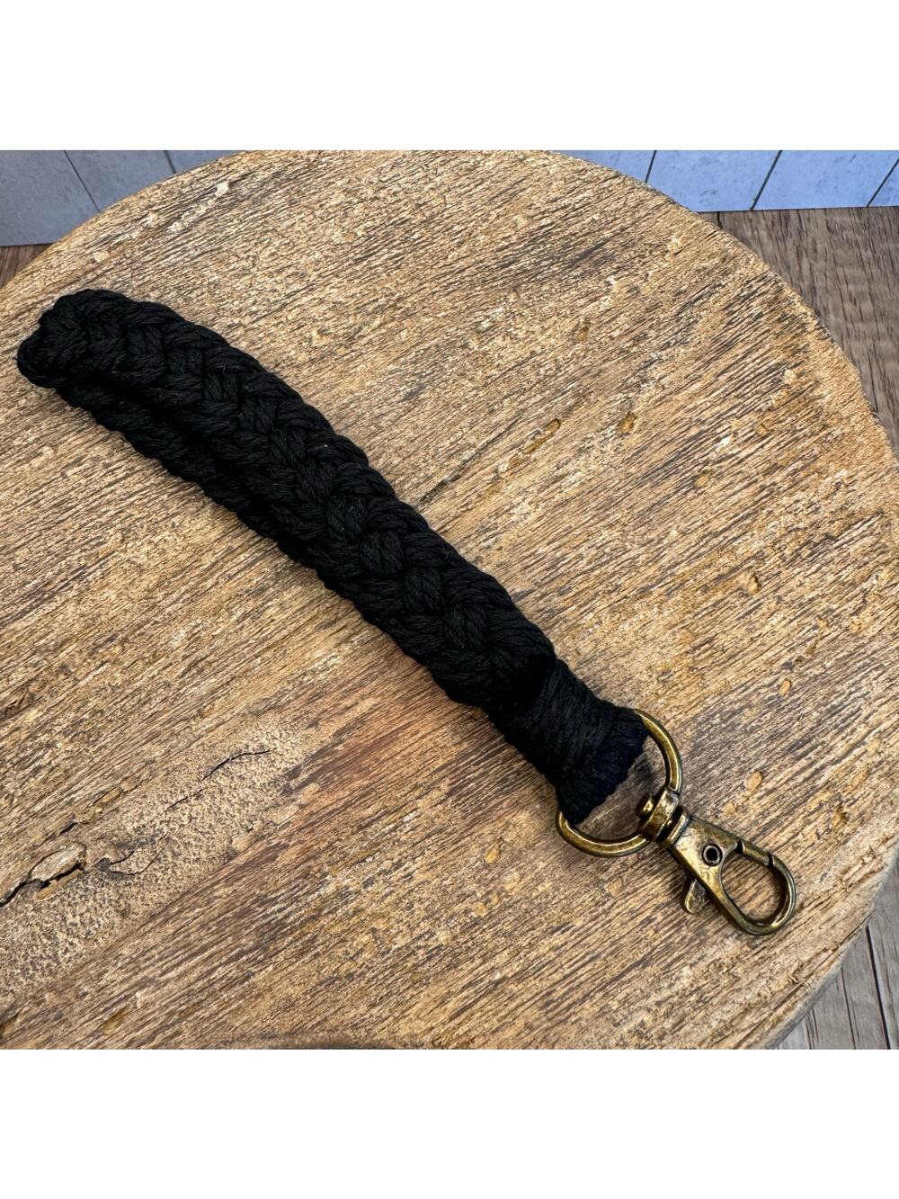 Black Wristlet Purse Strap Macrame Bag Charm Keychain Accessory NEW